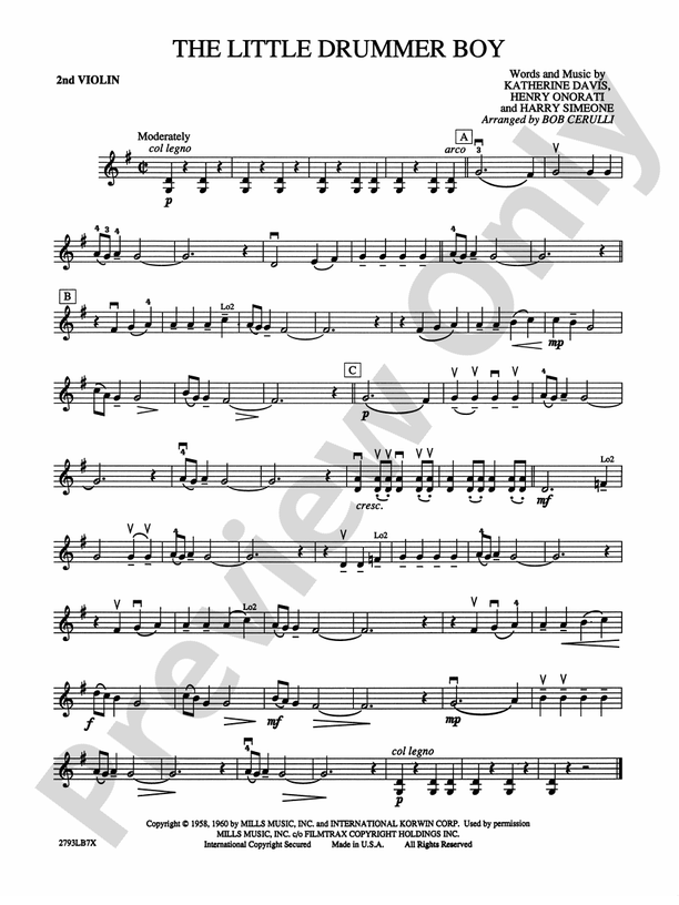 The Little Drummer Boy: 2nd Violin: 2nd Violin Part - Digital Sheet ...