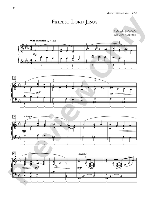 Fairest Lord Jesus - Piano Solo