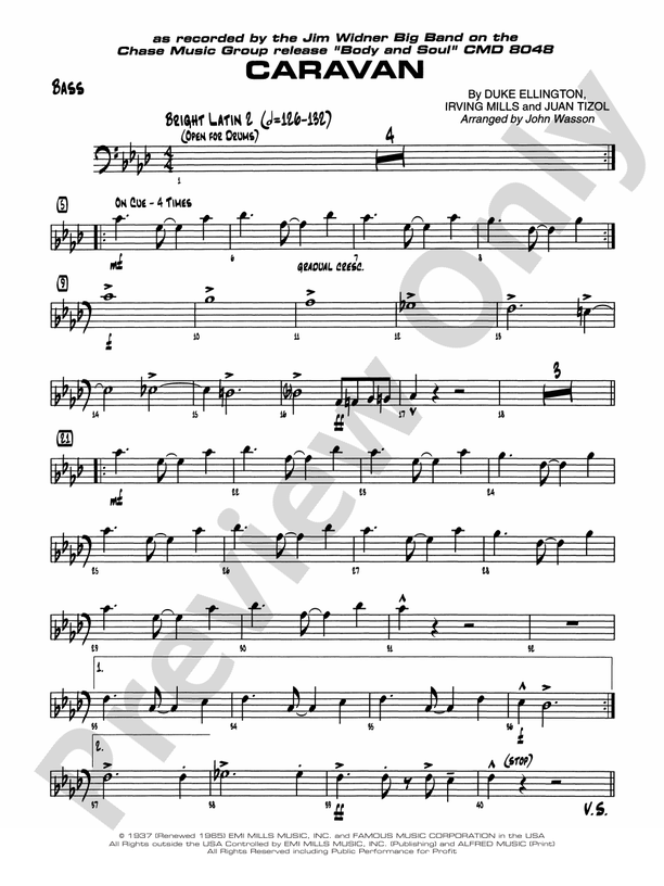 Caravan String Bass String Bass Part Digital Sheet Music Download