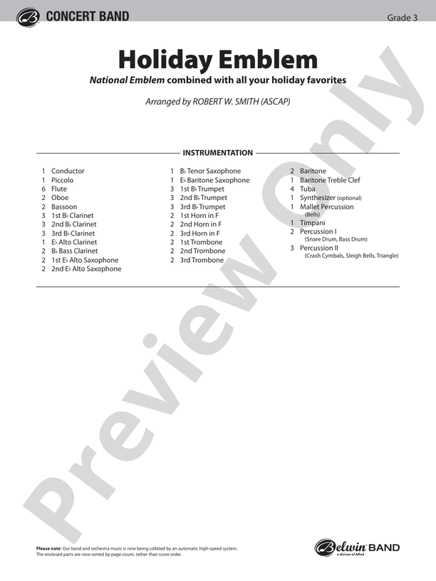 Holiday Emblem Score Concert Band Score Digital Sheet Music Download