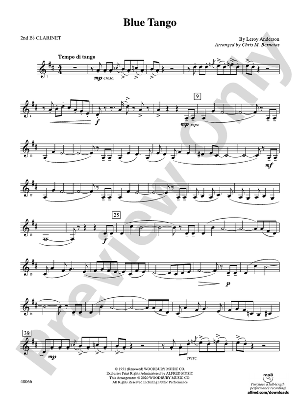 BLUE TANGO/PCF: 2nd B-flat Clarinet