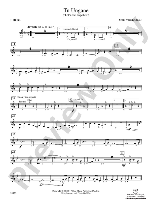 Tu Ungane: 1st F Horn