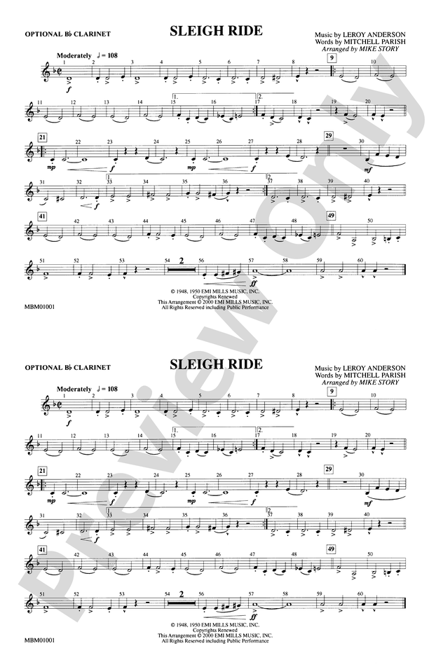 Sleigh Ride: Optional Bb Clarinet