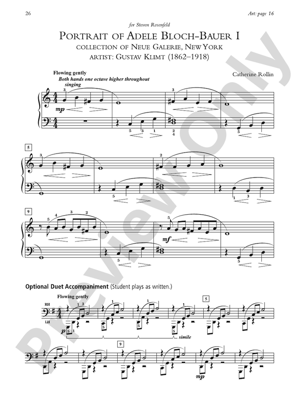 Portrait of Adele Bloch-Bauer I - Piano Solo (with Optional Duet Accompaniments)