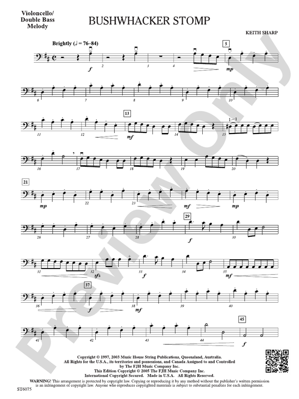 Bushwhacker Stomp: Violoncello/Double Bass Melody: Violoncello/Double ...