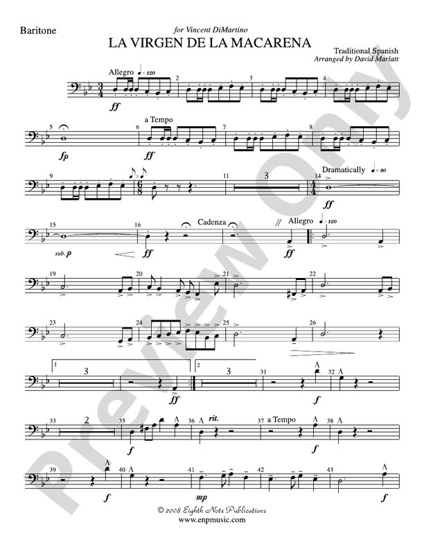La Virgen de la Macarena (Solo Trumpet and Concert Band): Baritone B.C.