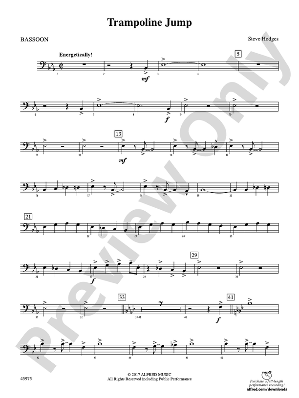 Trampoline Jump Bassoon Bassoon Part Digital Sheet Music Download