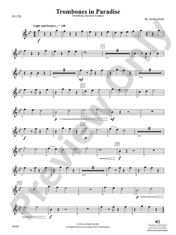 Trombones in Paradise: Flute: Flute Part - Digital Sheet Music Download