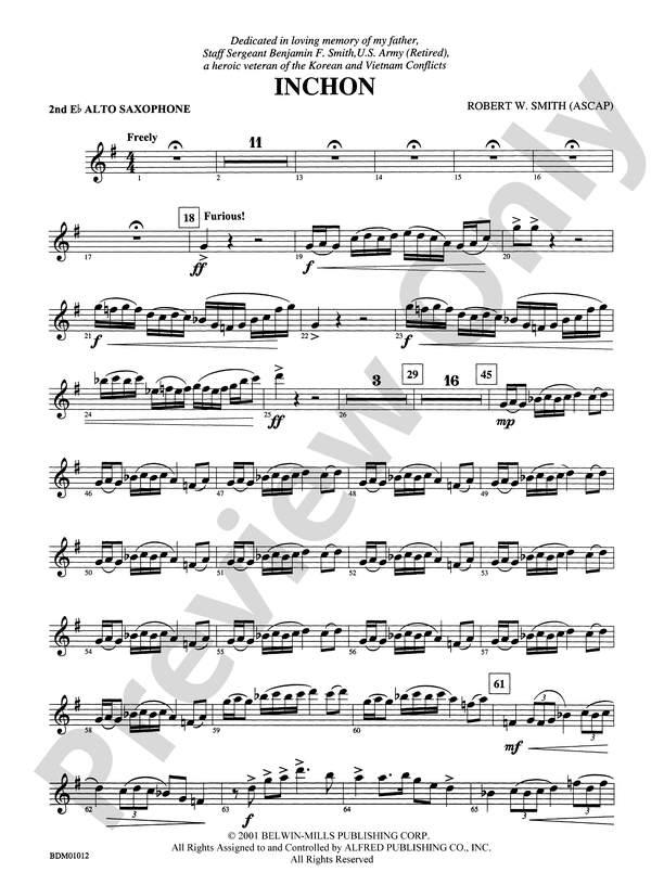 Inchon 2nd E Flat Alto Saxophone 2nd E Flat Alto Saxophone Part Digital Sheet Music Download