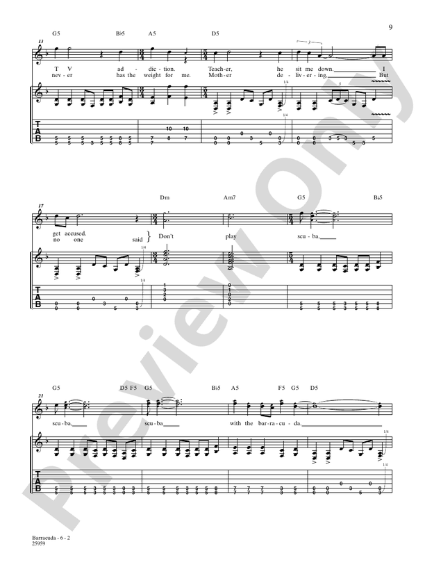 Barracuda: Guitar: People In Planes - Digital Sheet Music