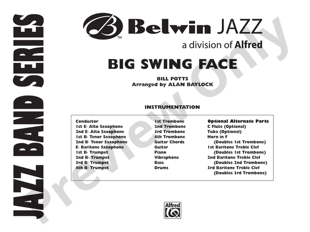 ビッグバンド楽譜「Big Swing Face」 Big Swing Face: Drums - Jazz Ensemble - Digital Sheet Music