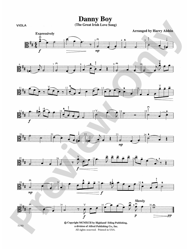 Danny Boy Viola Viola Part Digital Sheet Music Download