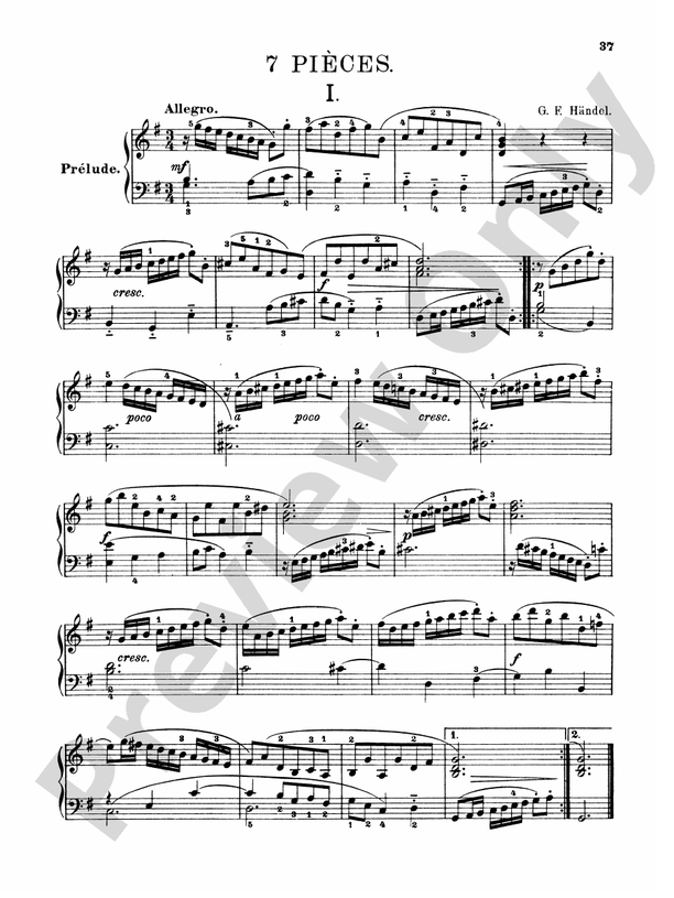 Handel: Lecons and Pieces: 7 Pieces, Prelude Part - Digital Sheet Music ...