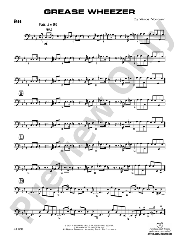 Grease Wheezer String Bass String Bass Part Digital Sheet Music