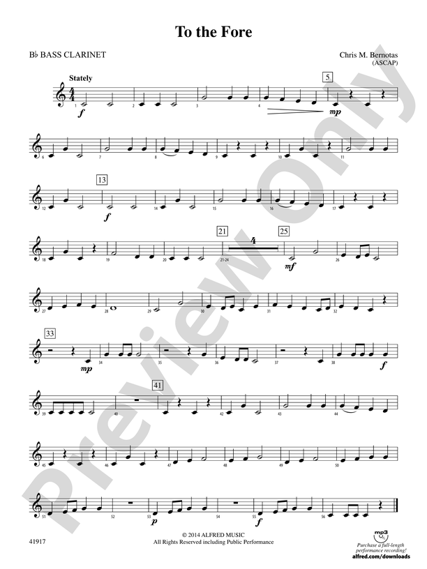 To The Fore B Flat Bass Clarinet B Flat Bass Clarinet Part Digital Sheet Music Download 