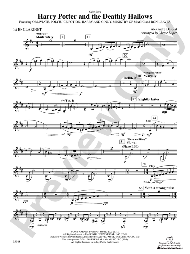 Harry Potter and the Deathly Hallows, Part 1, Suite from 1st Bflat