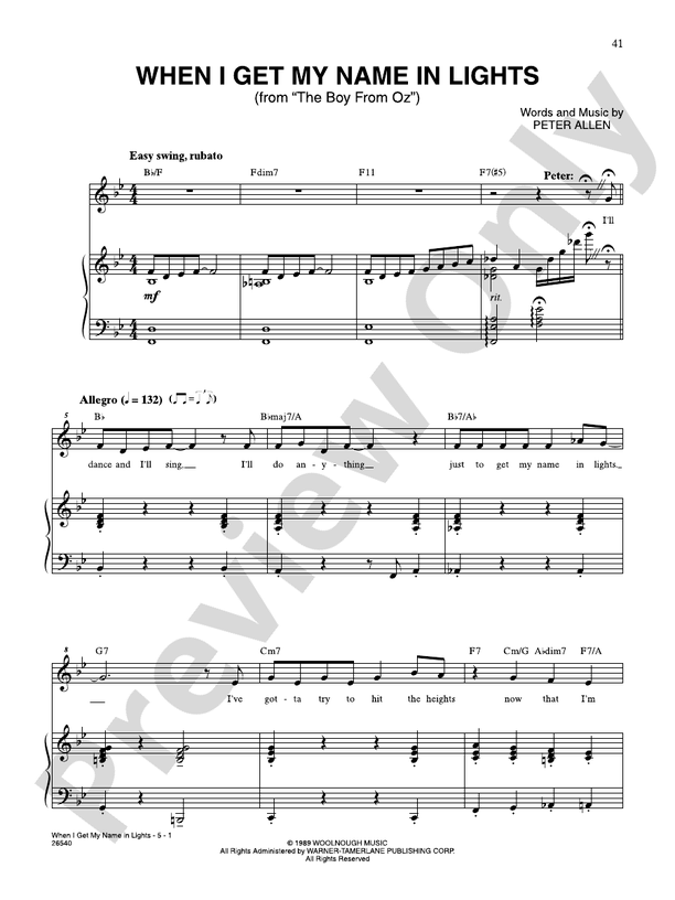 When I Get My Name in Lights (From "The Boy from Oz") Voice Peter