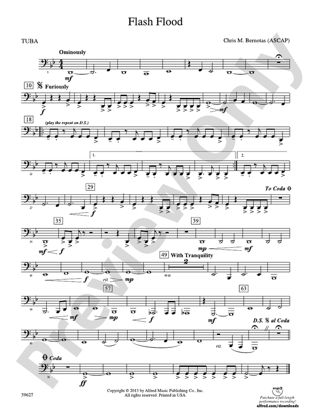 Flash Flood: Tuba: Tuba Part - Digital Sheet Music Download