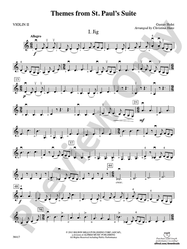 Themes from St. Paul's Suite: 2nd Violin: 2nd Violin Part