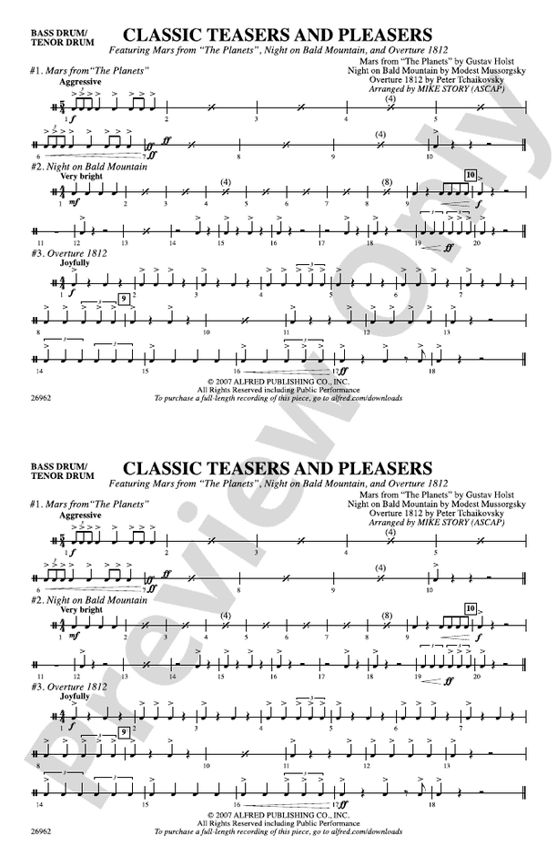 Classic Teasers and Pleasers Bass Drum/Tenor Drum Bass Drum/Tenor