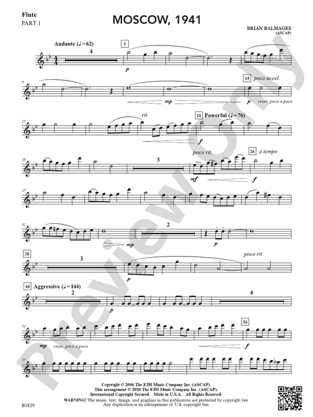 Moscow, 1941: Flute 1: Flute 1 Part: Brian Balmages - Digital