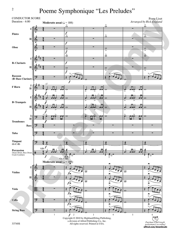 Poeme Symphonique "Les Preludes": Score