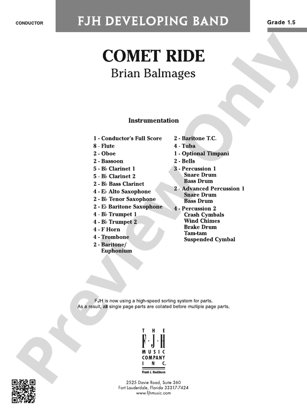 Comet Ride Score Brian Balmages Digital Sheet Music Download