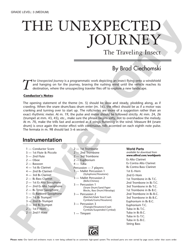 The Unexpected Journey Score Concert Band Score Digital Sheet Music