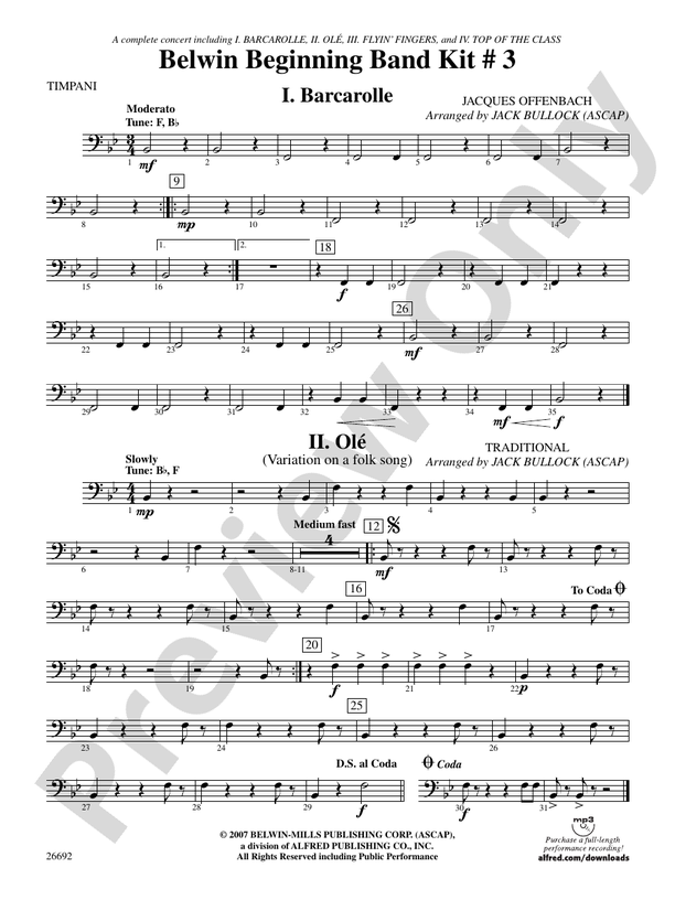 Belwin Beginning Band Kit #3: Timpani: Timpani Part - Digital Sheet ...