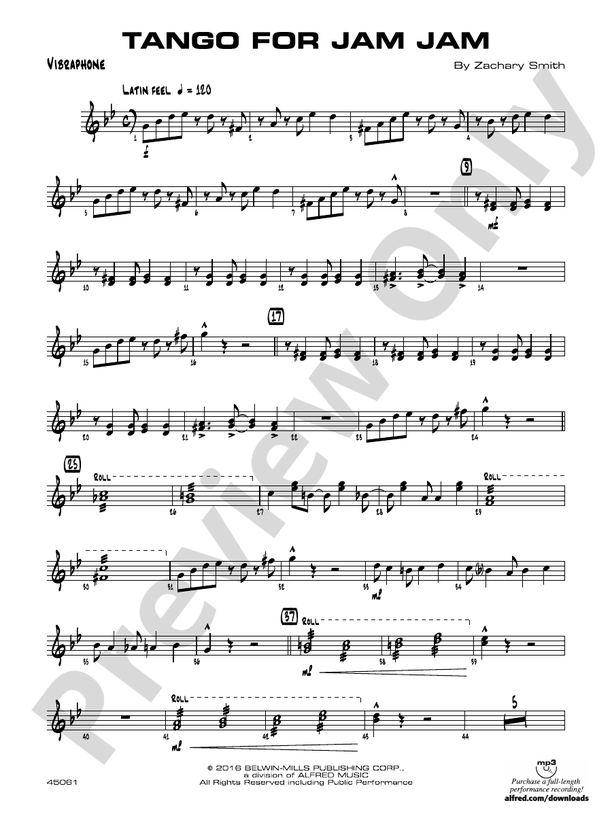 Tango for Jam Jam Vibraphone Vibraphone Part Digital Sheet Music