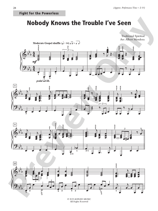 Nobody Knows the Trouble I’ve Seen - Piano Solo
