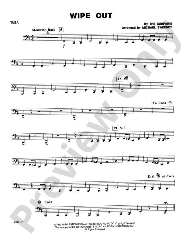 Wipe Out: Tuba: Tuba Part - Digital Sheet Music Download