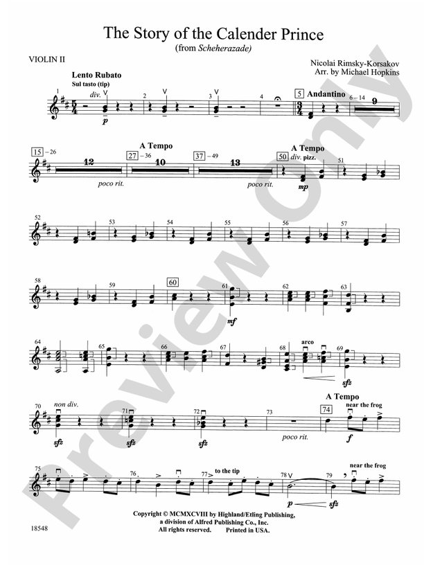 吹奏楽 楽譜 THE STORY OF THE KALANDAR PRINCE The Kalandar Prince from Scheherazade (N. Rimsky-Korsakov) - Free