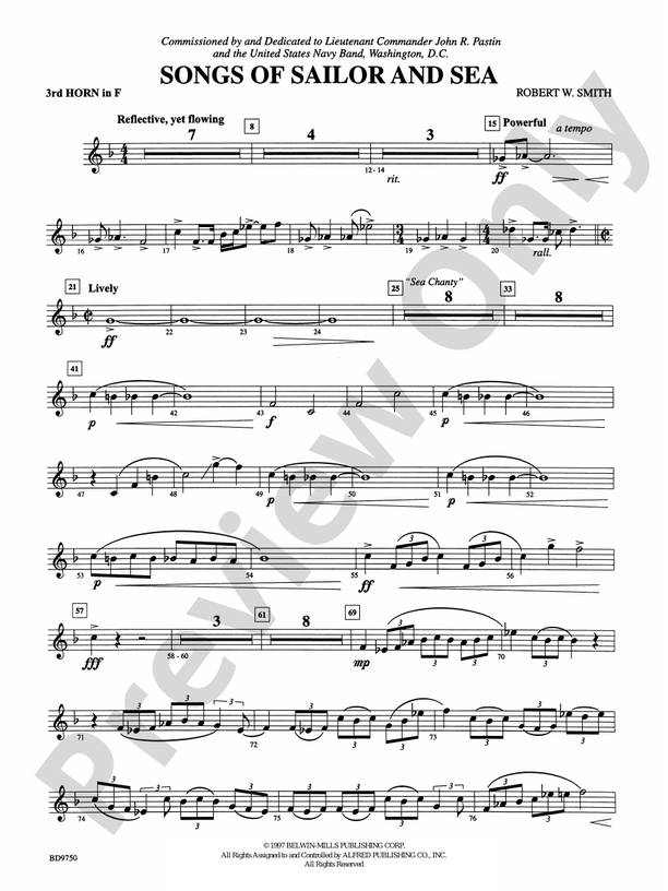 Songs of Sailor and Sea: 3rd F Horn: 3rd F Horn Part - Digital Sheet Music Download