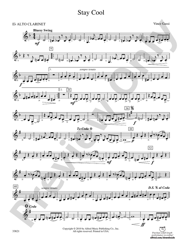 Stay Cool: (wp) E-flat Alto Clarinet