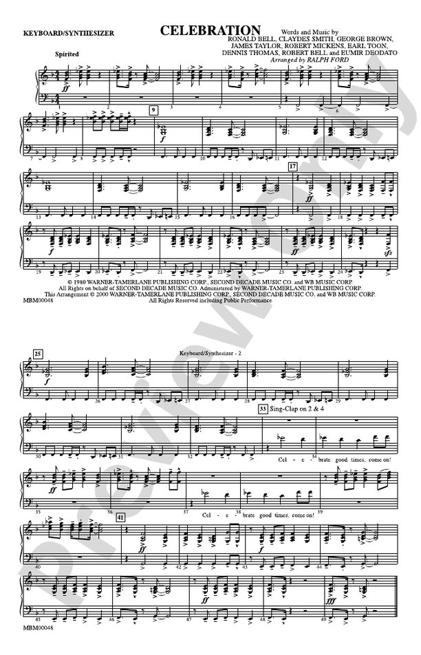 Celebration Keyboard/Synthesizer Keyboard/Synthesizer Part Digital