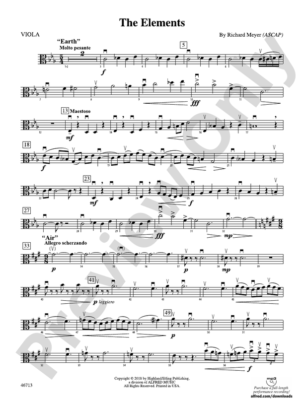 The Elements: Viola: Viola Part - Digital Sheet Music Download
