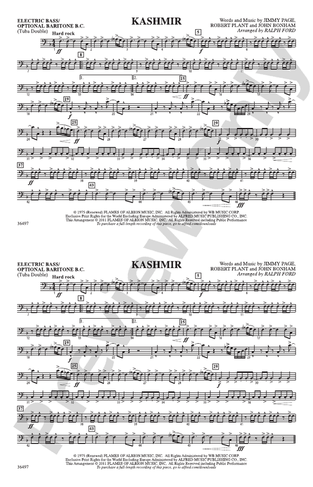 Kashmir Electric Bass Electric Bass Part Digital Sheet Music Download