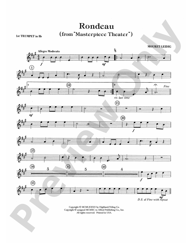 Rondeau (Theme from Masterpiece Theatre) 1st Bflat Trumpet 1st B