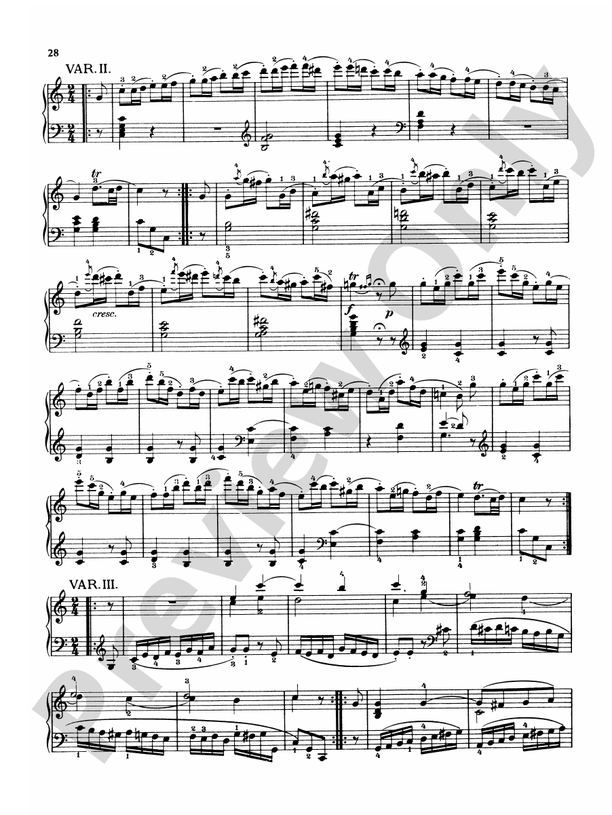 Mozart Variations, Complete 9 Variations on "Lison dormait", K. 264 Part Digital Sheet Music