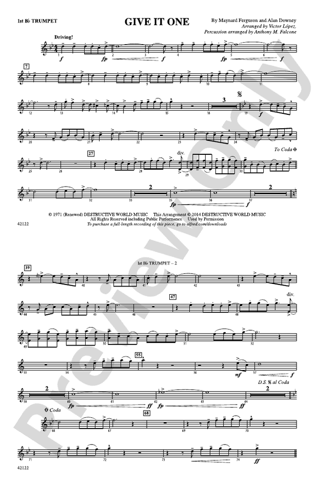 Give It One: 1st B-flat Trumpet: 1st B-flat Trumpet Part - Digital ...