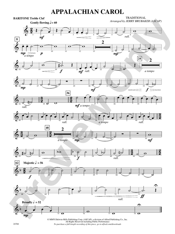 Appalachian Carol: Baritone T.C.: Baritone T.C. Part - Digital Sheet ...