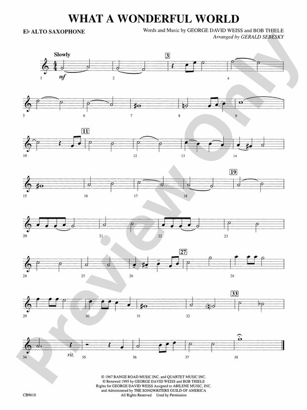 What a Wonderful World Eflat Alto Saxophone Eflat Alto Saxophone