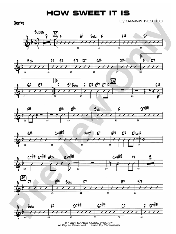 How Sweet It Is Guitar Guitar Part Digital Sheet Music Download