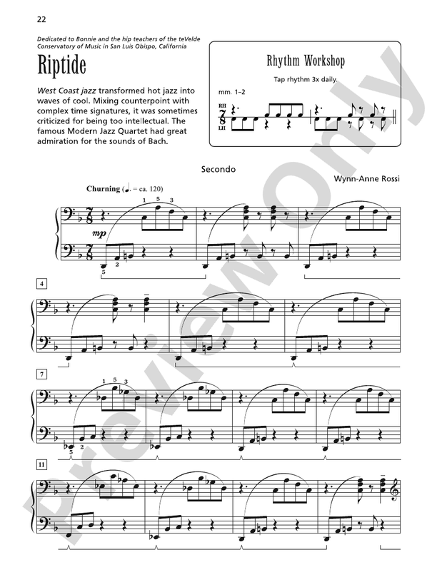 Riptide - Piano Duet (1 Piano, 4 Hands)