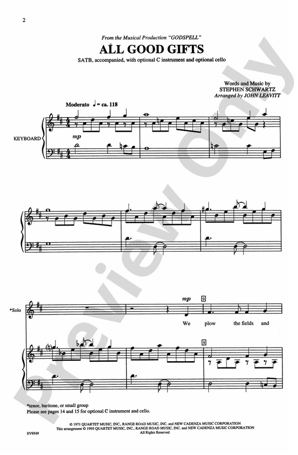 All Good Gifts SATB Choral Octavo Digital Sheet Music Download