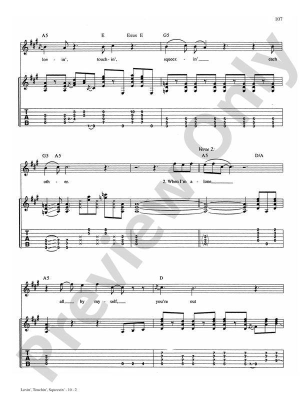 Lovin Touchin Squeezin Guitar Journey Digital Sheet Music Download