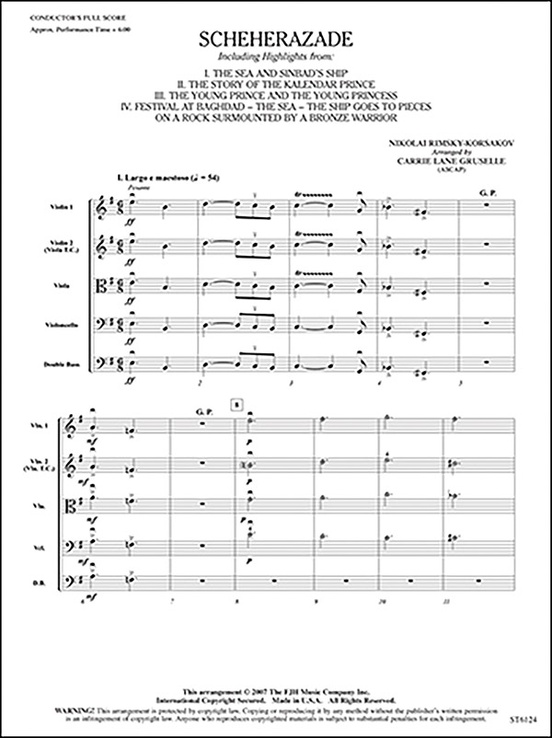 Scheherazade String Orchestra Conductor Score & Parts Nikolai Rimsky