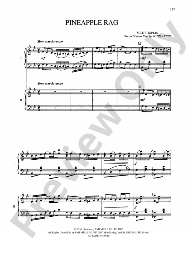 Pineapple Rag - Piano Duo (2 Pianos, 4 Hands)