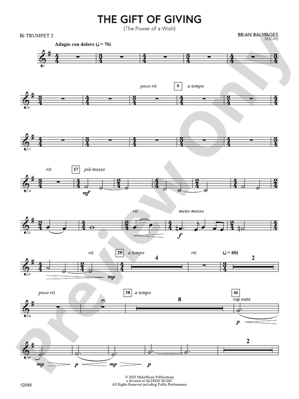 The Gift of Giving: 2nd B-flat Trumpet